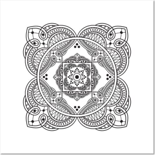 Elegant Lace Henna Tattoo Style Mandala Pattern Posters and Art